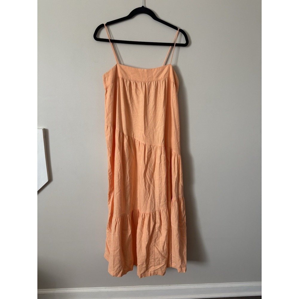 Women's Abercrombie & Fitch Spaghetti Strap Linen Blend Maxi Dress Fit&Flare SzM